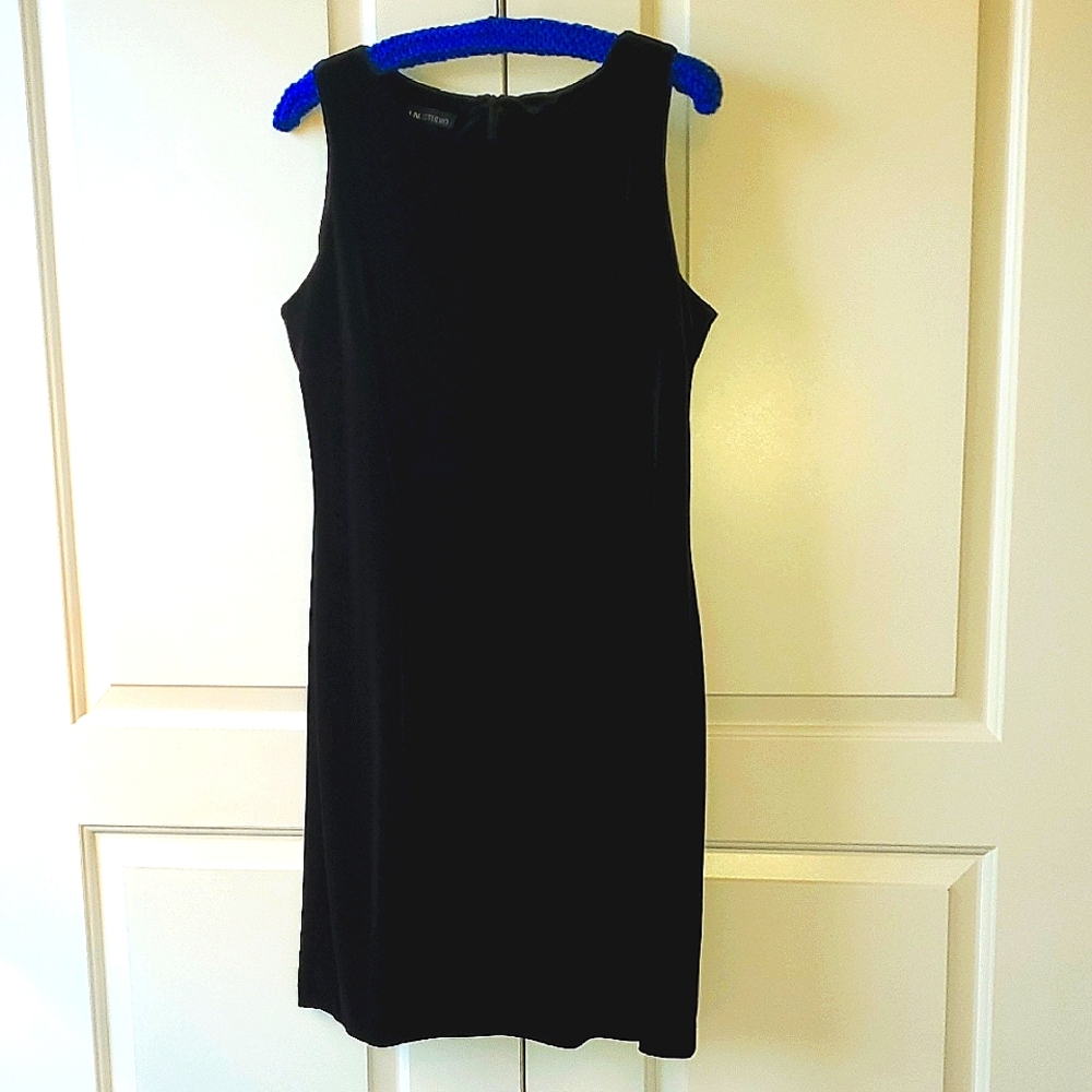 Elegant Black Stretch Velvet Sleeveless Dress